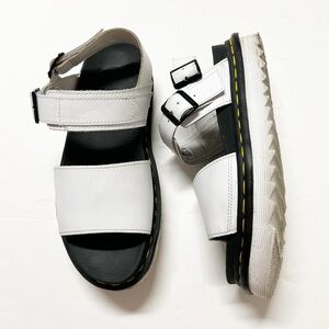 Dr Martens Womens White Voss Leather Strap Platform Sandal Size US 8